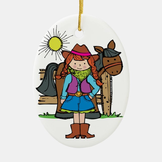 Cowgirl3 Ceramic Ornament (Front)