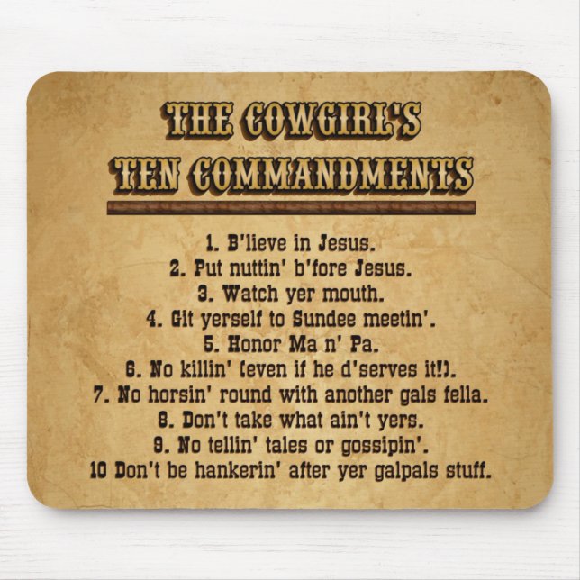 Cowgirl 10 Commandments MOUSEPAD (Front)