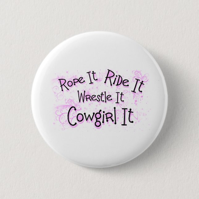 Cowgirl 2 Inch Round Button (Front)