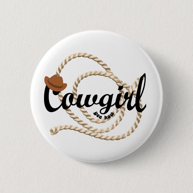 Cowgirl 2 Inch Round Button (Front)