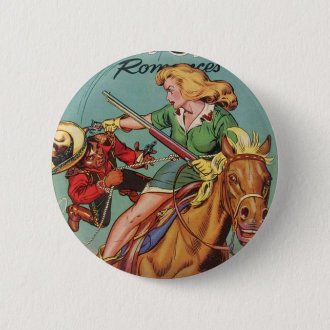Cowgirl 2 Inch Round Button (Front)