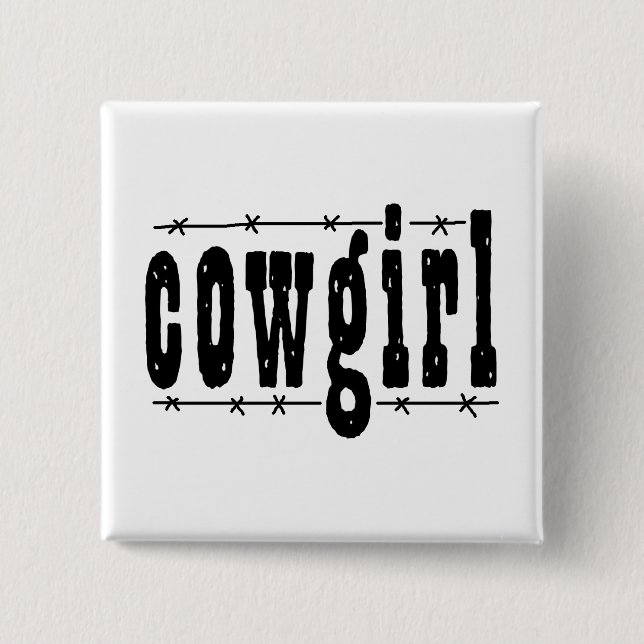 Cowgirl 2 Inch Square Button (Front)