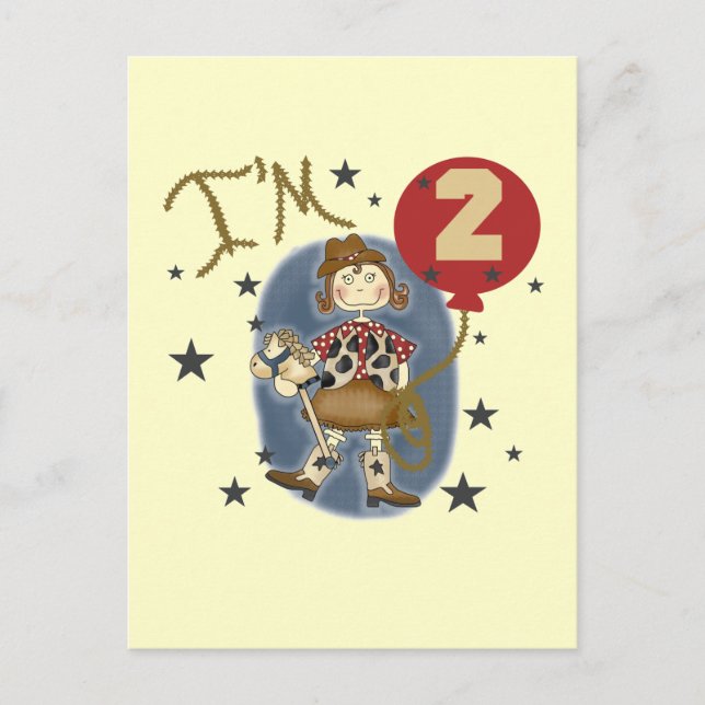 Cowgirl 2nd Birthday T-shirts and Gifts Postcard (Front)