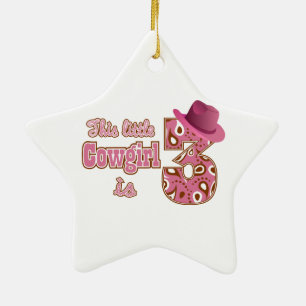 Cowgirl 3rd Birthday Ceramic Ornament