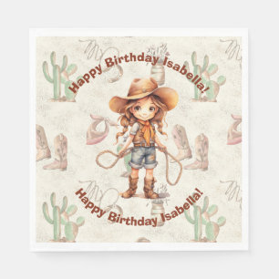 Cowgirl 5th Birthday Bash Invitation Napkin