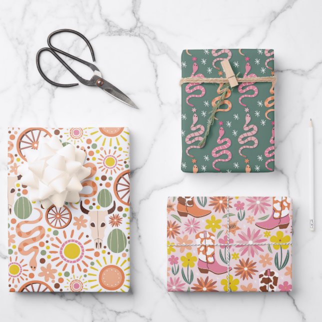 Cowgirl Adventure Wrapping Paper Sheet (Front)