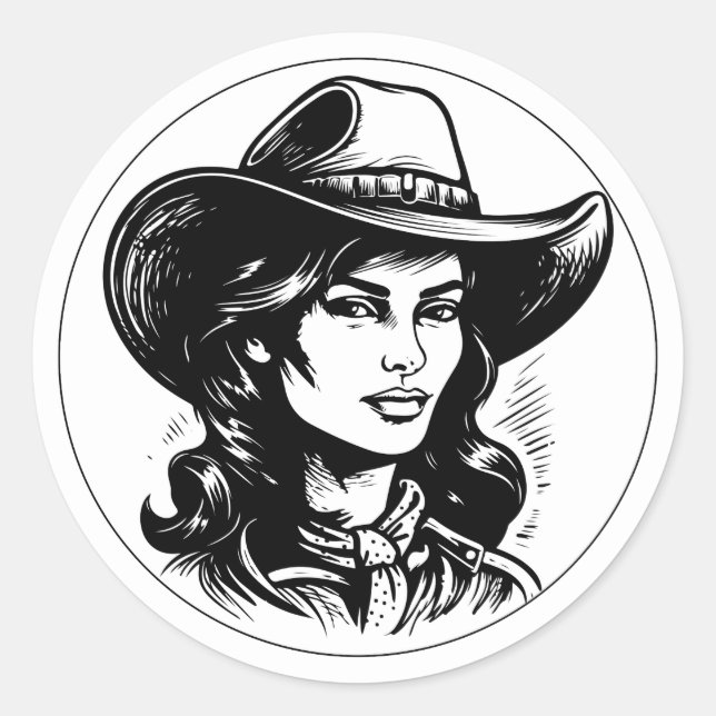 Cowgirl Aesthetic Round Sticker (Devant)