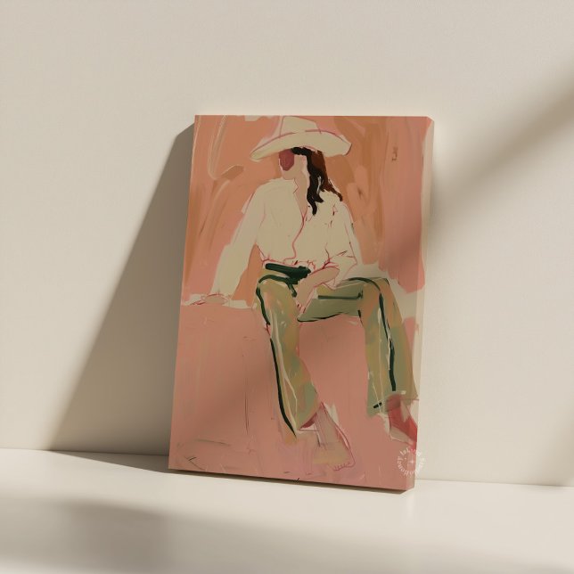 Cowgirl Aesthetic Stretched Canvas Print (cowgirl aesthetic wall art, western boho canvas print, rustic cowgirl decor print, vintage western a)