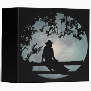 Cowgirl and Big Full Moon Country Western Binder