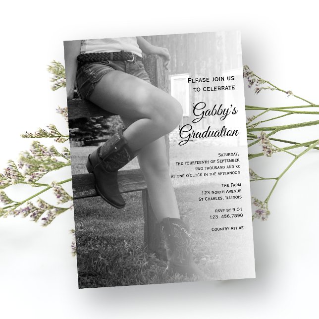 Cowgirl and Fence Barn Party Graduation Invitation (Créateur téléchargé)