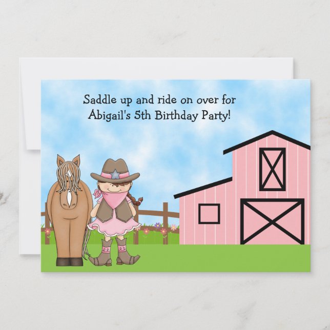 Cowgirl and Horse Birthday Invitation (Front)
