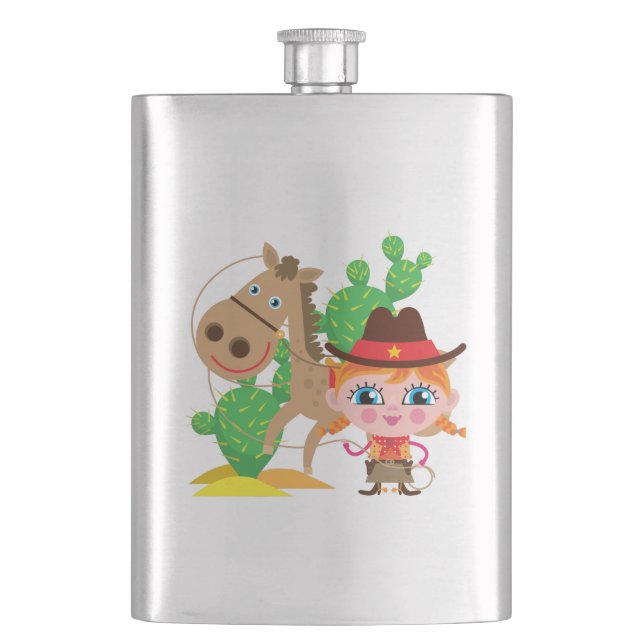 Cowgirl and Horse Hip Flask (Front)
