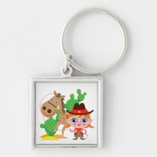 Cowgirl and Horse Keychain