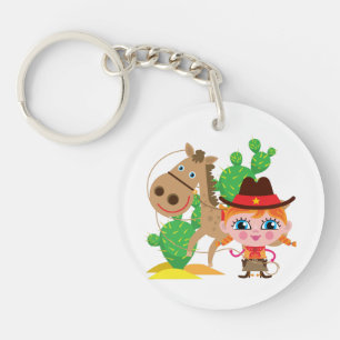 Cowgirl and Horse Keychain
