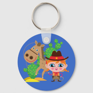 Cowgirl and Horse Keychain
