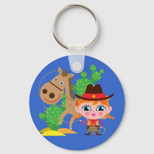 Cowgirl and Horse Keychain (Front)