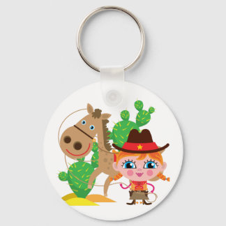 Cowgirl and Horse Keychain