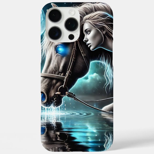 Cowgirl and Horse Sharing a Moonlit Moment Case-Mate iPhone Case (Back)