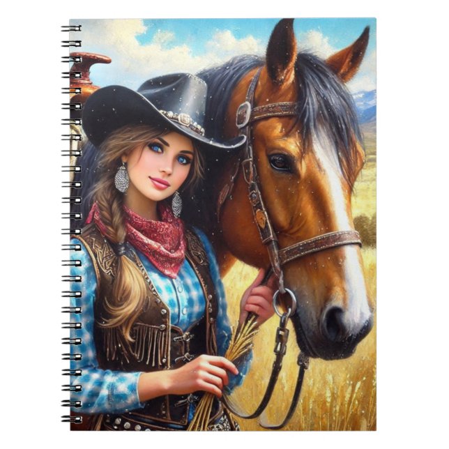 Cowgirl and Horse Western  Notebook (Front)