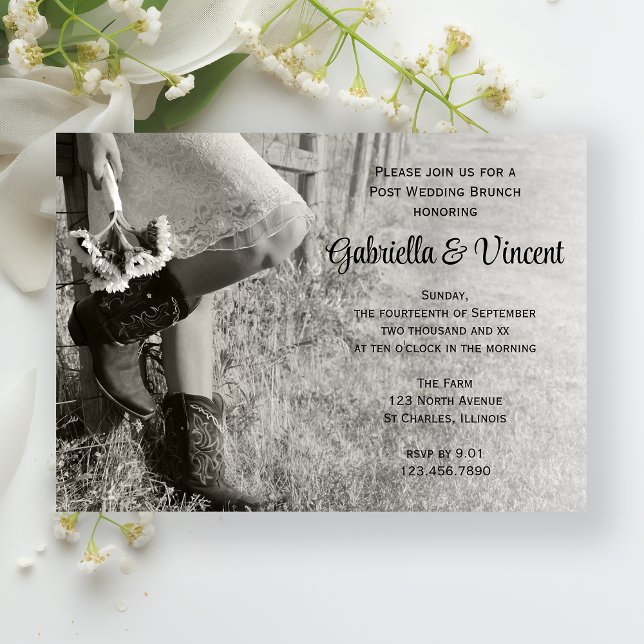 Cowgirl and Sunflowers Country Post Wedding Brunch Invitation (Creator Uploaded)