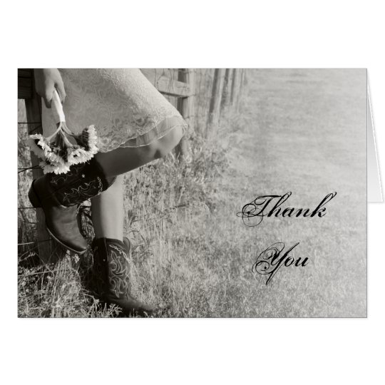 Cowgirl and Sunflowers Country Wedding Thank You Card