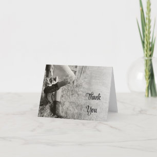 Cowgirl and Sunflowers Ranch Wedding Thank You Card