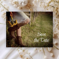 Cowgirl and Sunflowers Western Save the Date