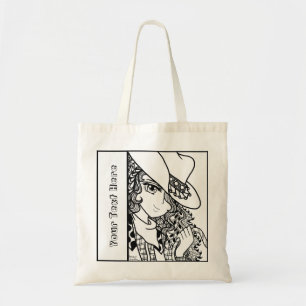 Cowgirl Anime Zendoodle Colouring Tote bag