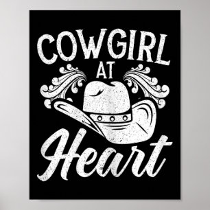 Cowgirl At Heart Western Rodeo Howdy Horseback Rid Poster