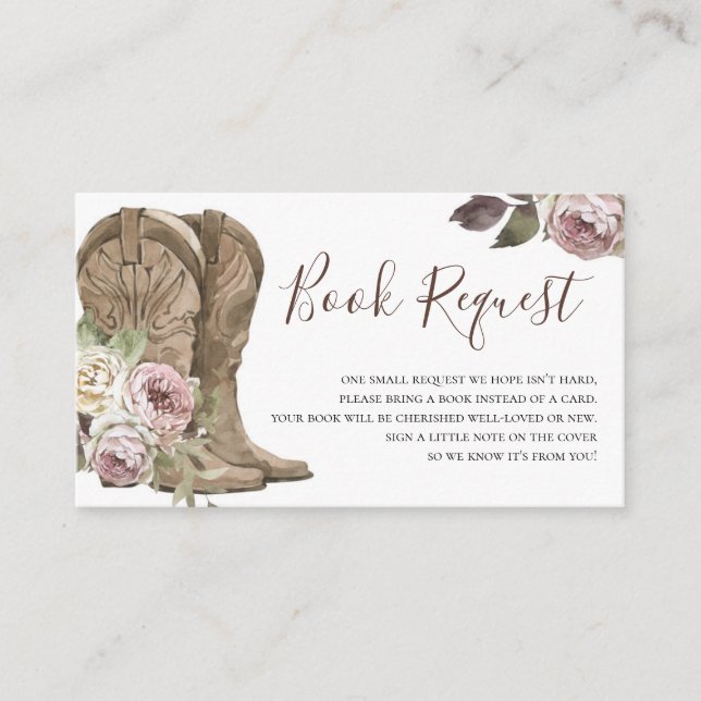 Cowgirl Baby Shower Book Request Insert (Front)
