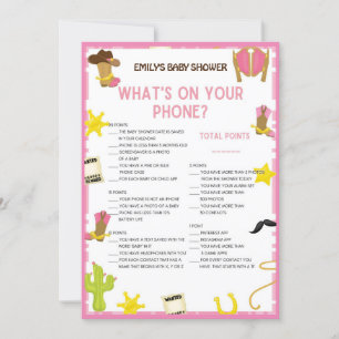 Cowgirl Baby Shower Game - Editable Name, 5x7 size Invitation