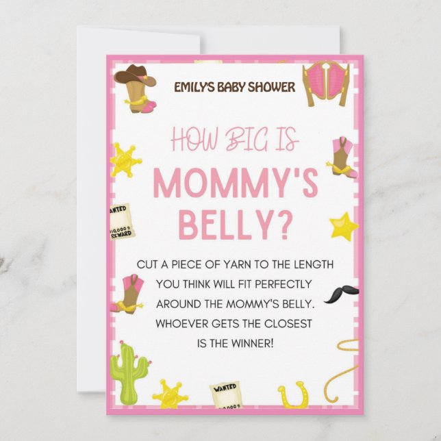 Cowgirl Baby Shower Game - Editable Name, 5x7 size Invitation (Front)