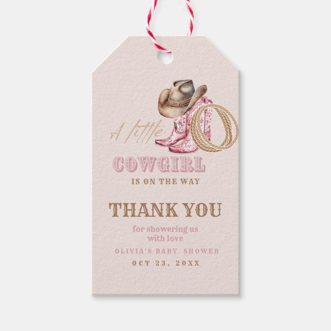  Cowgirl Baby Shower Gift Tags  (Front)