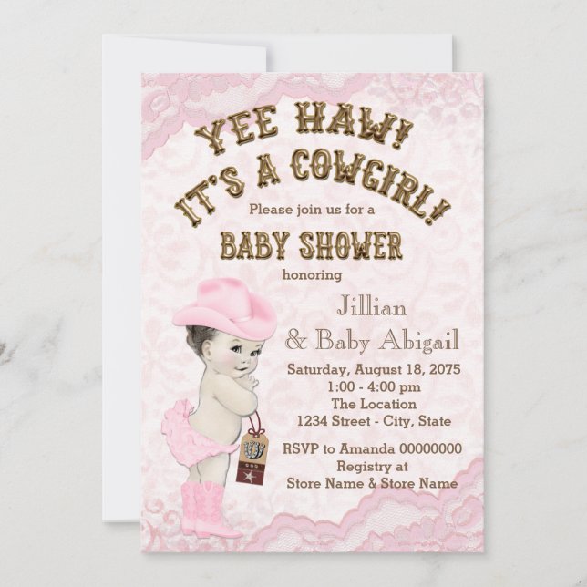 Cowgirl Baby Shower Invitation (Front)