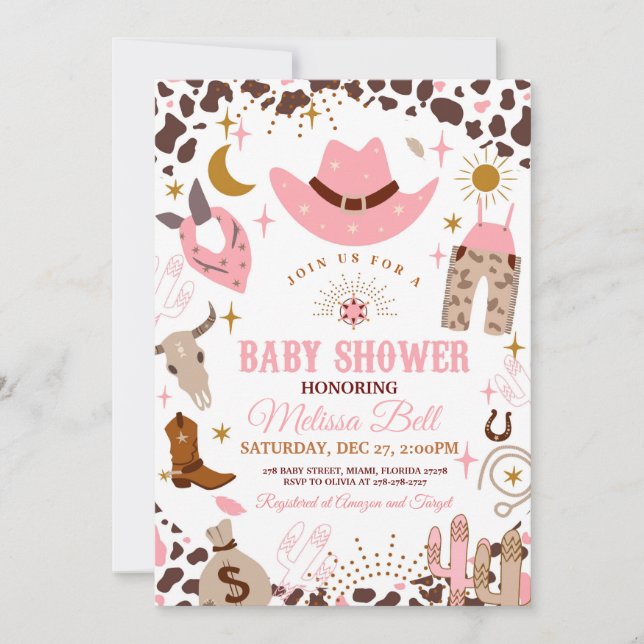 Cowgirl Baby Shower invitation Wild West Invitatio (Front)