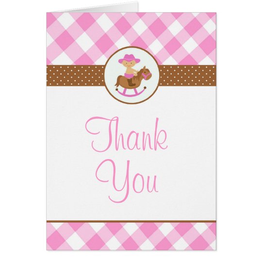 Cowgirl Baby Shower or Birthday Thank you card