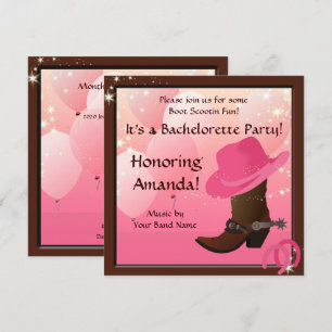 Cowgirl Bachelorette Party Custom Invite