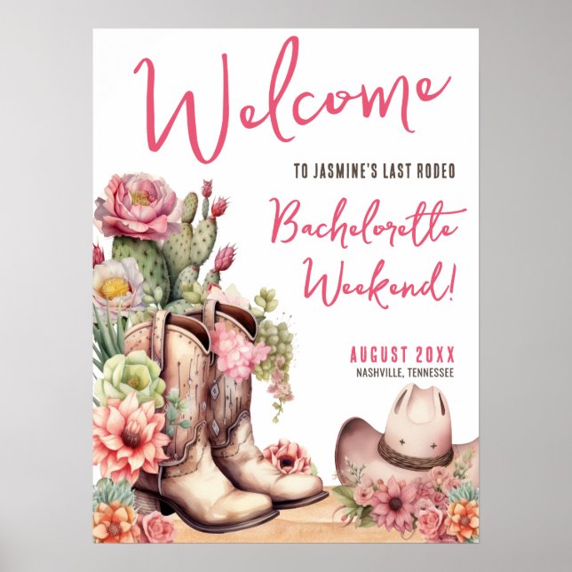 Cowgirl Bachelorette Party Welcome Sign (Front)