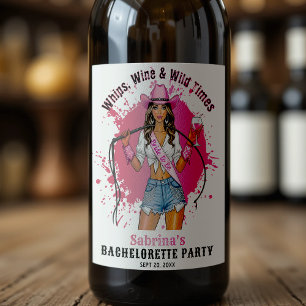 Cowgirl Bachelorette Party Whips Wine & Wild Times Label