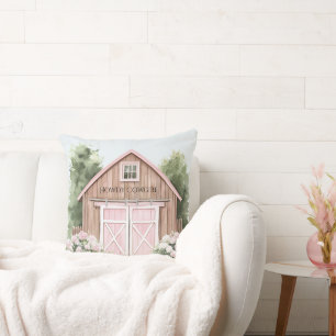 Cowgirl Barn Farm Throw Pillow