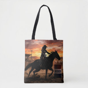 Cowgirl Barrel Racing Rodeo Tote Bag