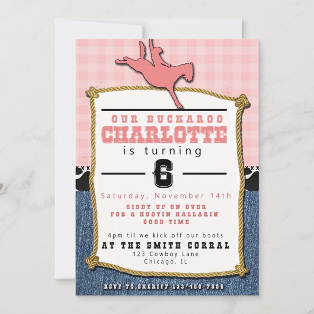 Cowgirl Birthday Invitation (Front)