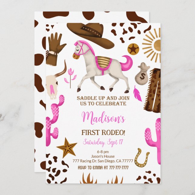Cowgirl Birthday Invitation (Front/Back)