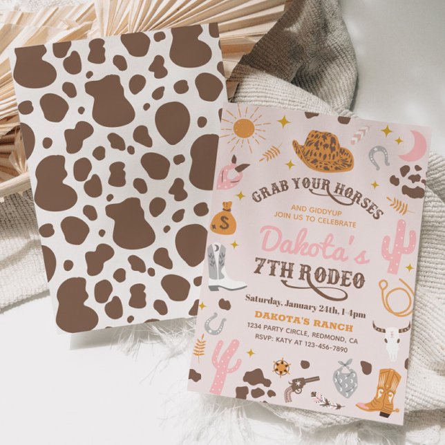 Cowgirl Birthday Invitation | 7th Rodeo Invitation (Creator Uploaded)