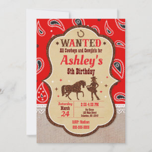 Cowgirl Birthday Invitation / Western / Glitter