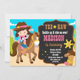 Cowgirl birthday invitation Western invitation