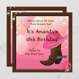 Cowgirl Birthday Party Boot Scottin Custom Invitation