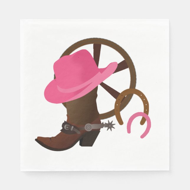 Cowgirl Birthday Party Boot Scottin Napkin (Front)
