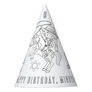 Cowgirl Birthday Party - Colour Your Own Party Hat
