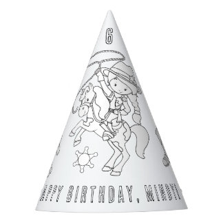 Cowgirl Birthday Party - Colour Your Own Party Hat